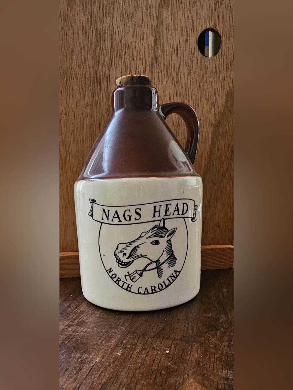 Nags Head Two-Tone Brown & Cream Stoneware Jug